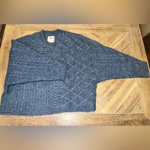 Abercrombie & Fitch Cable Crew Dolman Sweater Blue L/XL